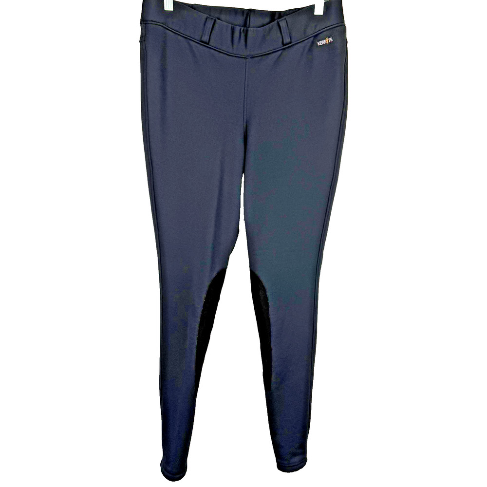 Kerrits Fleece Lined Riding Tights Size XL Black Knee Patch Equestrian Breeches